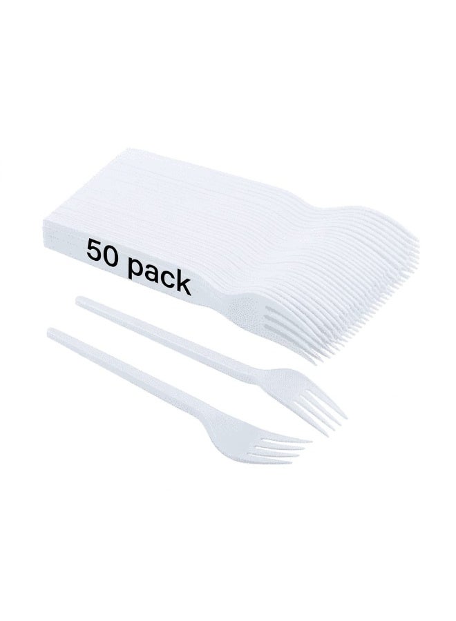 KRNO Plastic Forks Pack 50 Pieces – Disposable | Food Serving Forks for Parties & Restaurants - Image 1