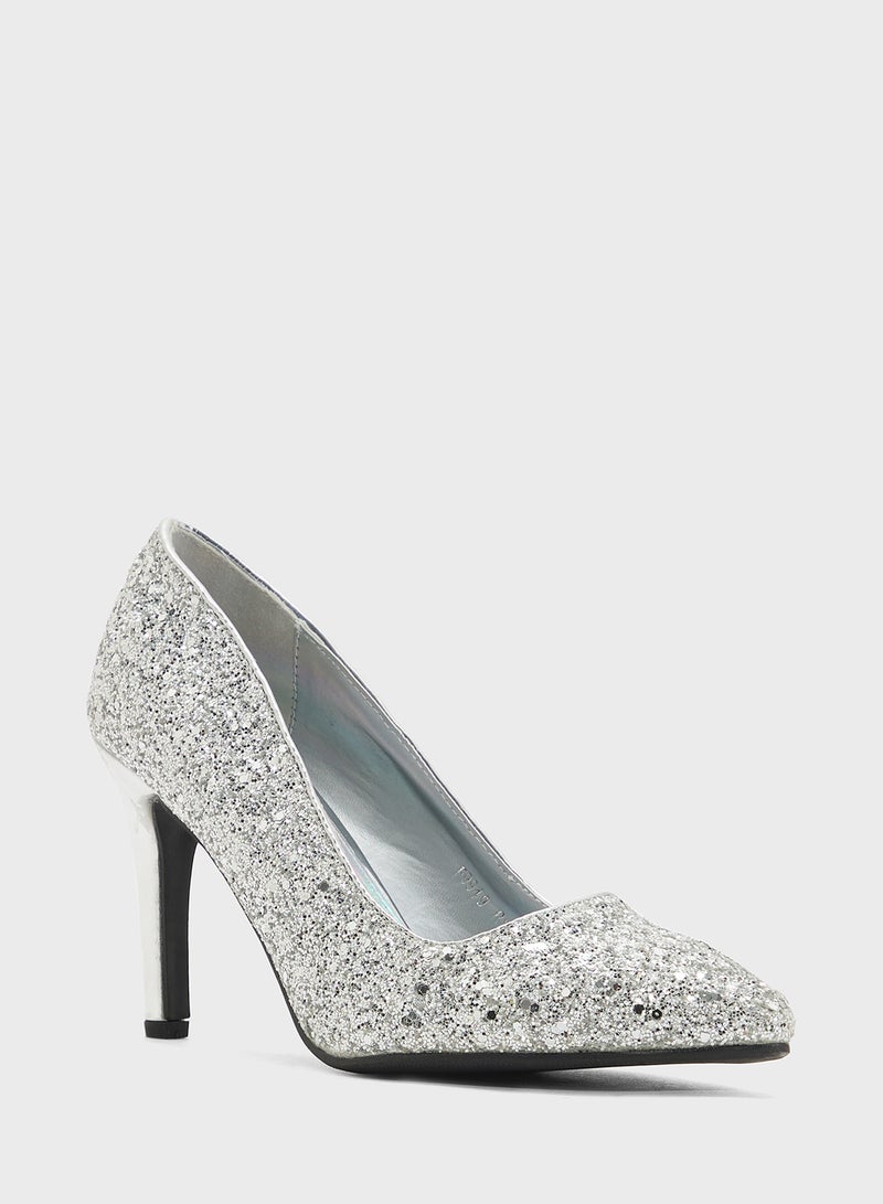 Anne Michelle All Glitter Pointed Pump  - Image 2