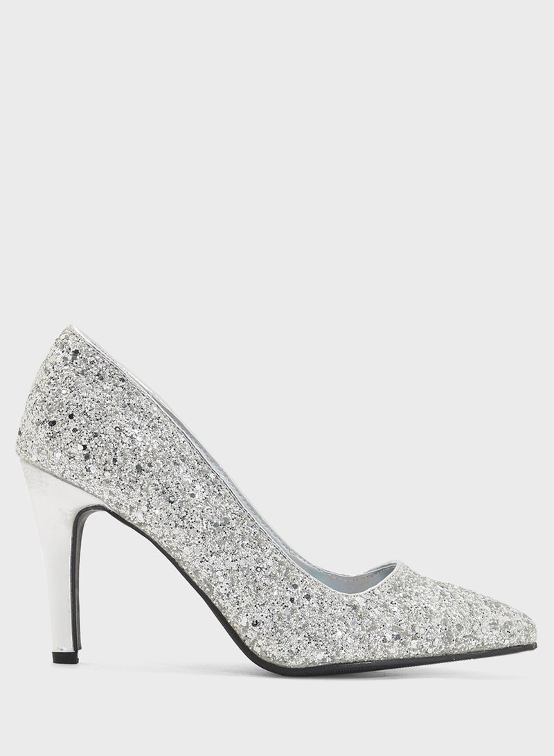 Anne Michelle All Glitter Pointed Pump  - Image 1
