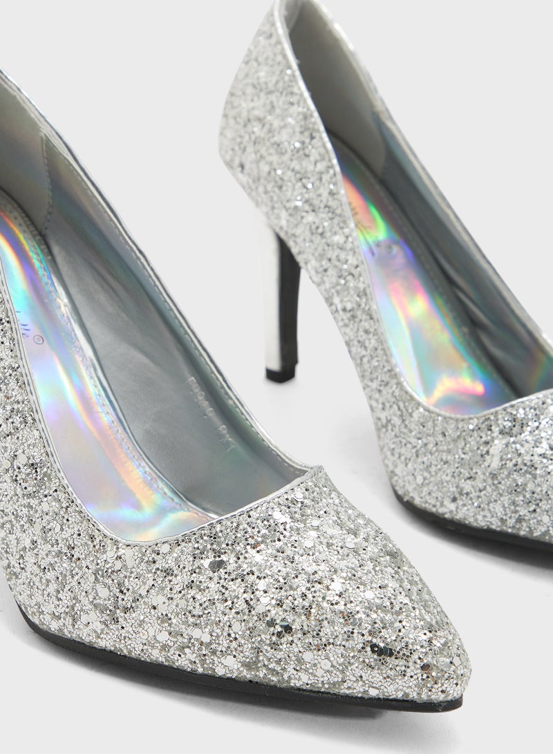 Anne Michelle All Glitter Pointed Pump  - Image 4