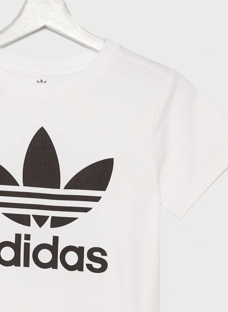 adidas تي شيرت أطفال أبيض تريفويل أوريجينالز