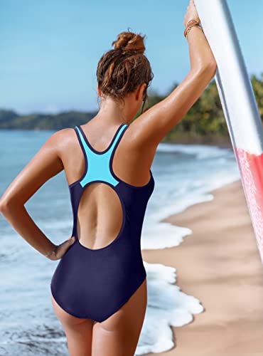 CharmLeaks Women's Super Pro Swimweaer Sporty Training Racing Bathing Suit Color Block Bule-new Medium - Image 3