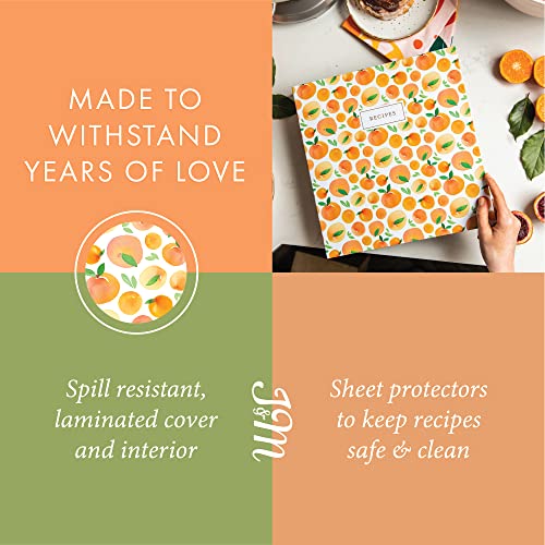 Jot  Mark Jot & Mark 8.5" x 11" Sturdy 3 Ring Recipe Binder with Spill-Proof Clear Binder Sleeves Sheet Protector, 30 Dual-Sided Recipe Card Pages for Written & Printed Recipes, Tabbed Dividers, Peach Dream - Image 4