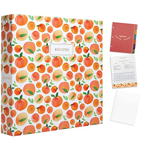 Jot  Mark Jot & Mark 8.5" x 11" Sturdy 3 Ring Recipe Binder with Spill-Proof Clear Binder Sleeves Sheet Protector, 30 Dual-Sided Recipe Card Pages for Written & Printed Recipes, Tabbed Dividers, Peach Dream - Image 1