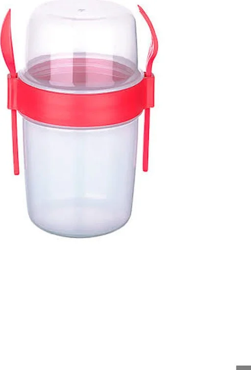 Hane216 Double Chamber - Portable Muesli with Fork and Spoon - Snack Container 1100 ml