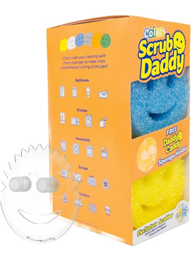 Scrub Daddy 6 Kitchen Sponges & 1 Daddy Caddy Dish Sponge Holder - BPA Free & Made with Polymer Foam - Stain & Odor Resistant, Scratch-Free Multipurpose Scrubbers - Image 1