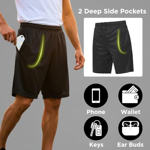 Ultra Performance 5 Pack Mens Shorts, Athletic Gym Shorts Workout Basketball Shorts for Men, Medium - Image 3