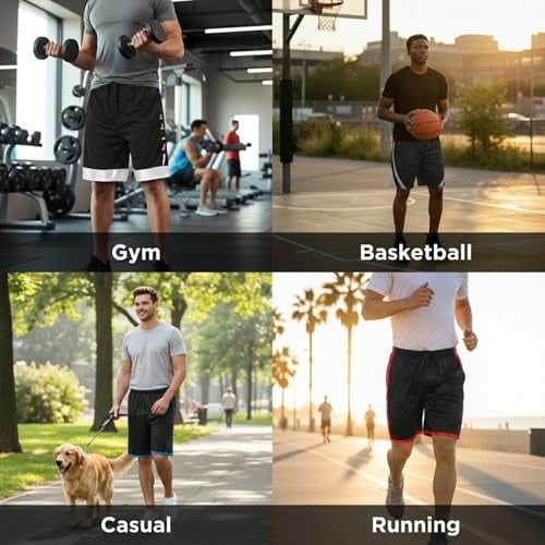 Ultra Performance 5 Pack Mens Shorts, Athletic Gym Shorts Workout Basketball Shorts for Men, Medium - Image 2