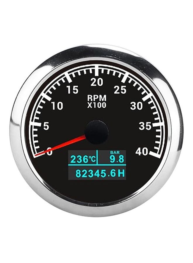 Black Dial Pointer Tachometer RPM Gauge ABS Stainless Steel Easy Install For Car Boat Truck - Image 1