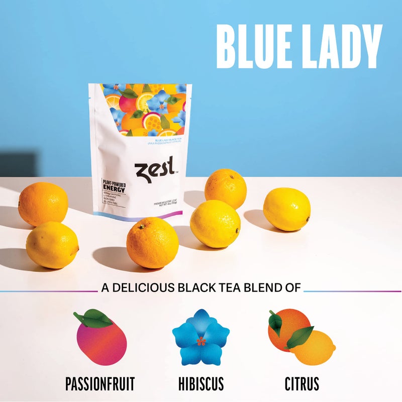 Zest 150mg High Caffeine Energy Loose Leaf Blend - Blue Lady Black Tea - 4 Oz - Hot or Iced - All Natural Strong Flavored Healthy Coffee Alternative Highly Caffeinated Substitute - Perfect for Keto - Image 4