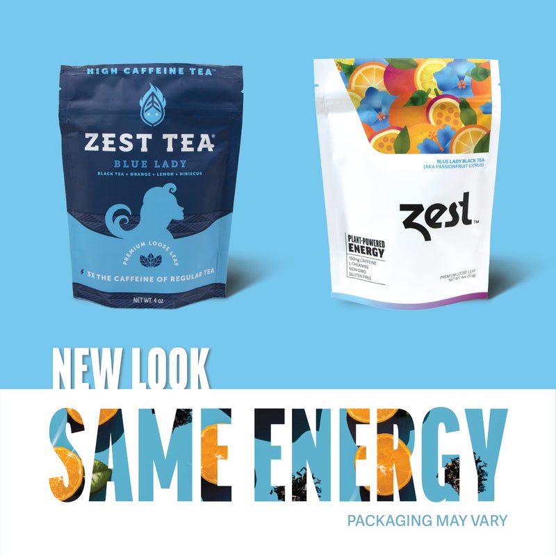 Zest 150mg High Caffeine Energy Loose Leaf Blend - Blue Lady Black Tea - 4 Oz - Hot or Iced - All Natural Strong Flavored Healthy Coffee Alternative Highly Caffeinated Substitute - Perfect for Keto - Image 2