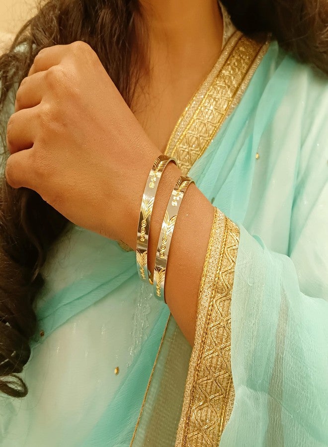 Efulgenz Indian Bangles for Women Bracelets Bangle Set Bridal Jewelry for Wedding Bollywood Fashion Jewelry (2 Pcs) Size 2.8 - Image 4