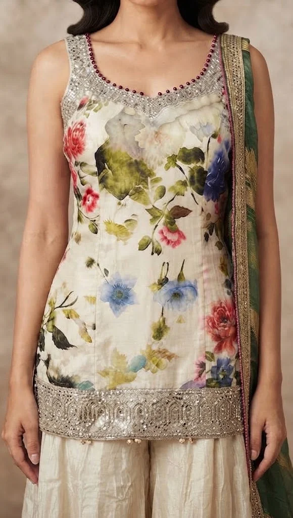 Viny VINY Ivory 3-Piece Floral Printed Suit Set – Women's Indian Ethnic Wear