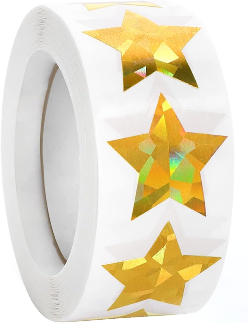 500 PCS Holographic Gold Star Stickers, 1.5 inch Self Adhesive Metallic Glitter Foil Stickers Sparkly Star Stickers Reward Behavior Chart Labels for Kids Students Teachers Supplies Public demand affordable quality