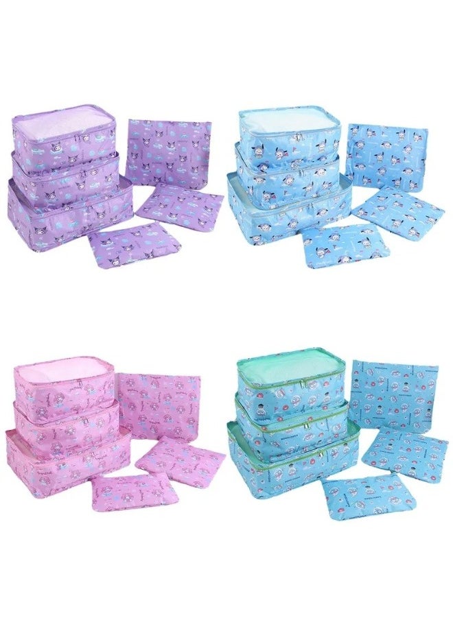 Pouch - travel bag consisting of 6 pieces with a laundry bag of various shapes, random color - Image 1