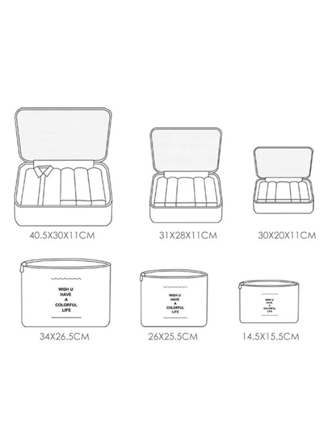 Pouch - travel bag consisting of 6 pieces with a laundry bag of various shapes, random color - Image 1