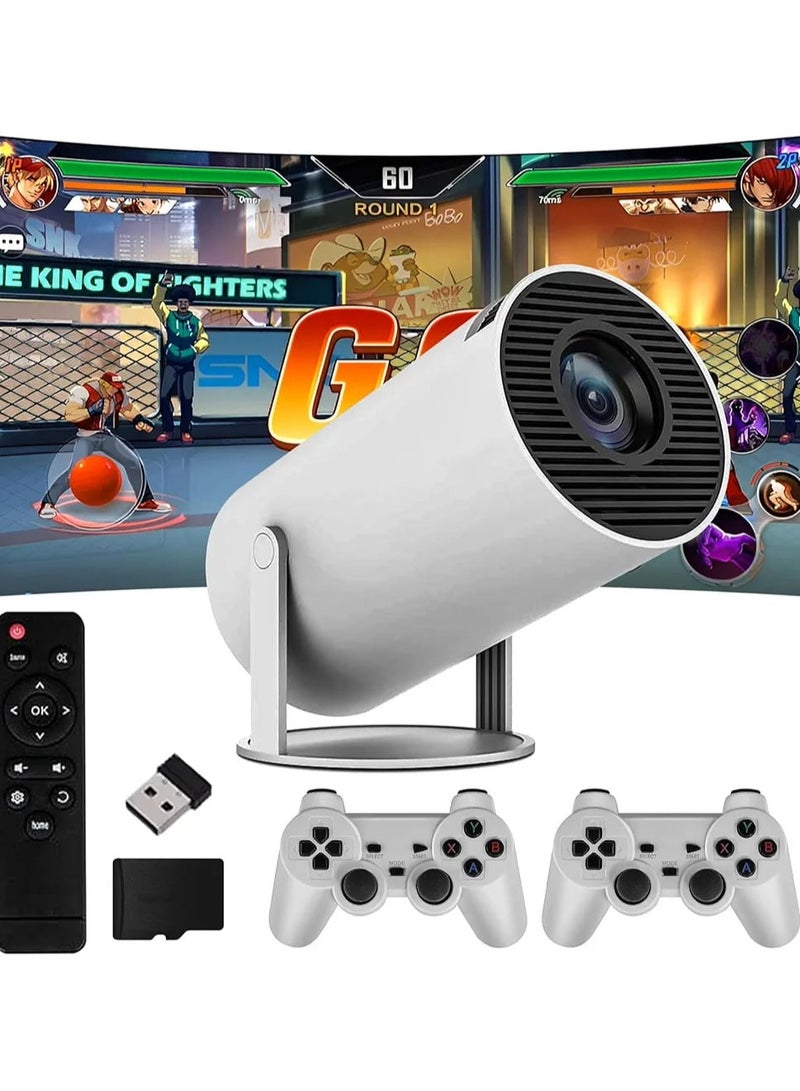 4K Smart HD Projector with Android, 120 ANSI Lumens, 180°, WiFi & Bluetooth, 130" Display, Dual 2.4G Wireless Bluetooth Controllers, 10k+ Video Games, HDMI, 360° Sound Experience  - Image 1
