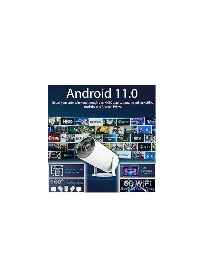 4K Smart HD Projector with Android, 120 ANSI Lumens, 180°, WiFi & Bluetooth, 130" Display, Dual 2.4G Wireless Bluetooth Controllers, 10k+ Video Games, HDMI, 360° Sound Experience  - Image 4