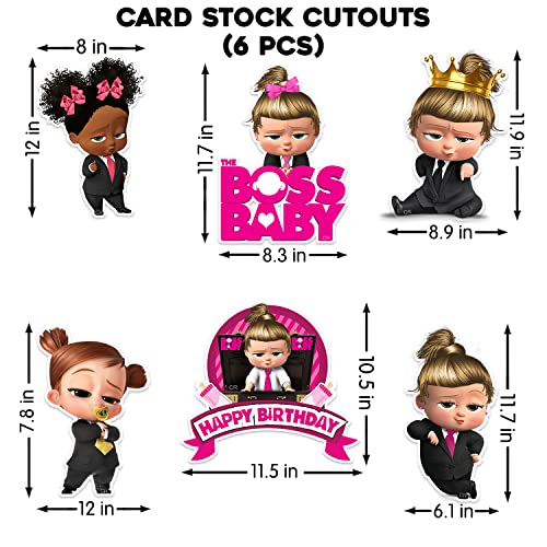 Zyozique Girl Boss Baby Theme Balloon Arc Decoration, Girl Boss Baby Birthday for Girls with Happy Birthday Paper Banner Cardstock Cake Toppers Balloons Birthday Decoration Kit (Pack of 60) - Image 5