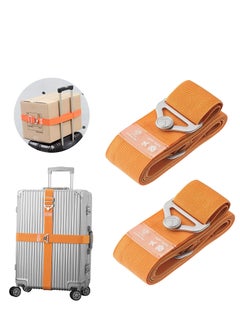 SYOSI Luggage Straps, Suitcase Bungee Belts, Adjustable Suitcase Belts Travel Accessories, Packing Straps Travel Belts Accessories for Business Traveling Packing, L and S size, 2Pack Orange  - Image 1