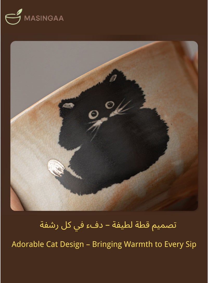 ماساجا طقم شاي ماتشا مكون من 4 قطع بتصميم قطة لطيفة، طقم خفاقة ماتشا مع وعاء ماتشا، خفاقة، حامل خفاقة ومغرفة، طقم خفاقة شاي للهدايا والاستخدام الشخصي - Image 5