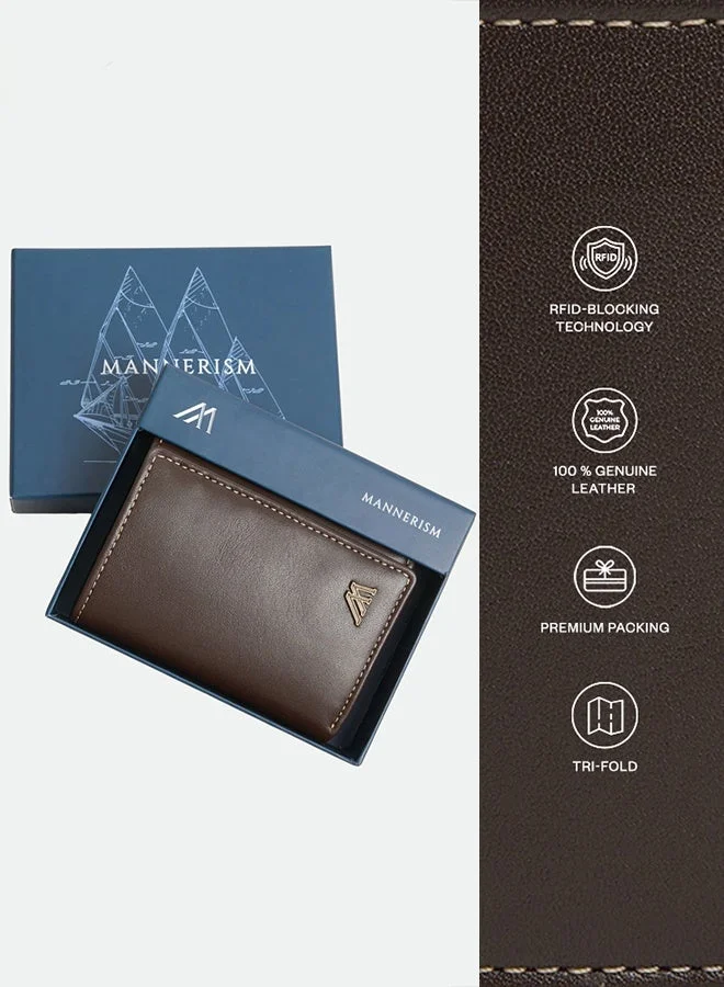 MANNERISM  The Heirloom Trifold Leather Wallet – Dark Brown for Men | Best Price UAE