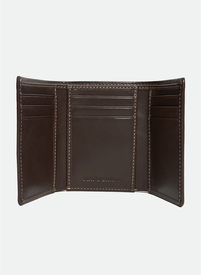 MANNERISM  The Heirloom Trifold Leather Wallet – Dark Brown for Men | Best Price UAE