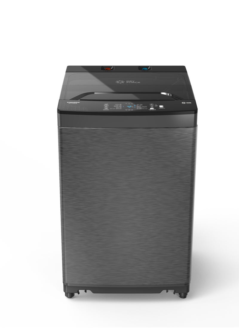TORNADO 8 Kg Fully Automatic Top Loading Washing Machine with Pump, Auto Imbalance Control, Silent Operation, Quick Wash, Stainless Steel Drum, Child Lock, Black TWT-TLN08LDS