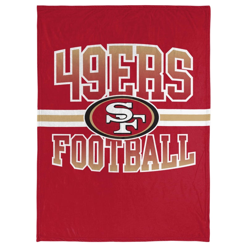 FOCO FOCO NFL Micro Raschel Plush Throw Blanket Stripe Logo 45 x 60 San Francisco 49ers 