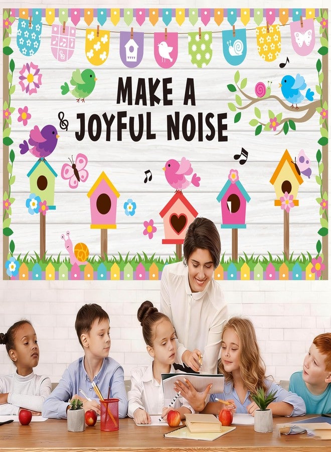 Polaxium Spring Bulletin Board Decorations Spring Classroom Make A Joyful Noise Spring Bulletin Board Set Spring Birds Flowers Cutouts for Teacher School Office Chalkboard Wall Library Window Home Decor - Image 2