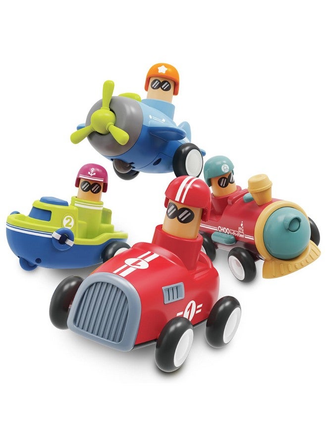 LiKee LiKee Toy Cars for Toddlers 1 2 3 4 Years Old Boy Girl, 4 Pcs Pull Back Cars for 18+ Months Baby Infant Gift, Kids Trucks Push and Go Back Friction Powered Vehicles (Transport) - Image 1