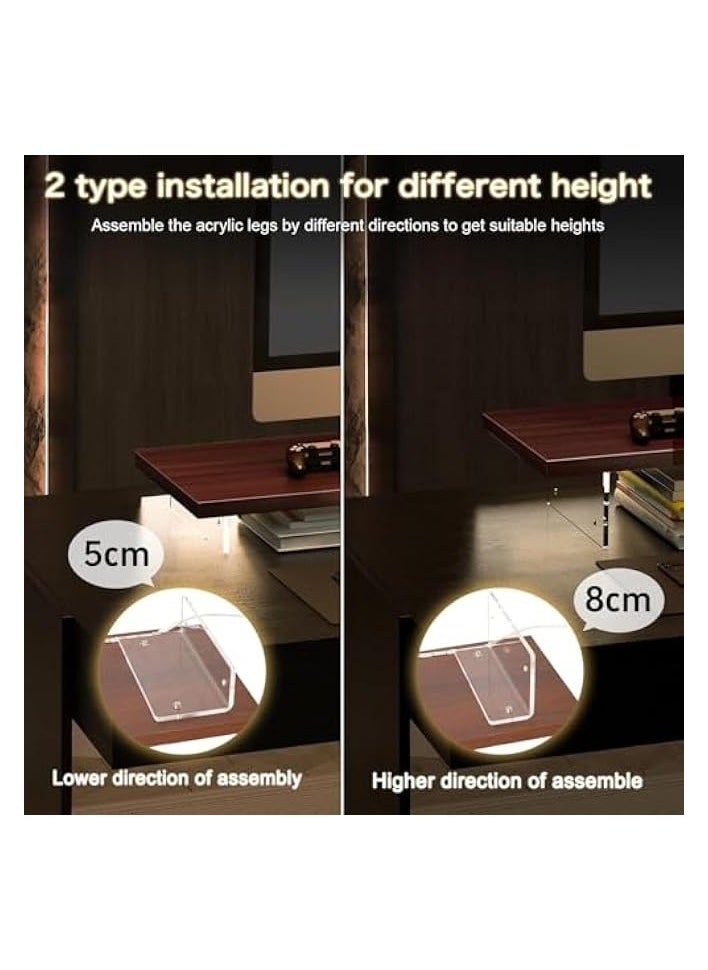 Monitor Stand Riser, 60CM Wood Laptop Stand for Desk, Clear Computer Monitor Stand, Computer Desktop Organizer Stand for Laptop Printer, Desk Monitor Riser