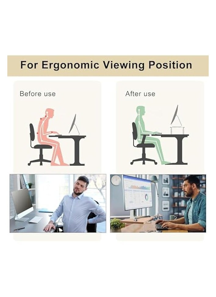 Monitor Stand Riser, 60CM Wood Laptop Stand for Desk, Clear Computer Monitor Stand, Computer Desktop Organizer Stand for Laptop Printer, Desk Monitor Riser