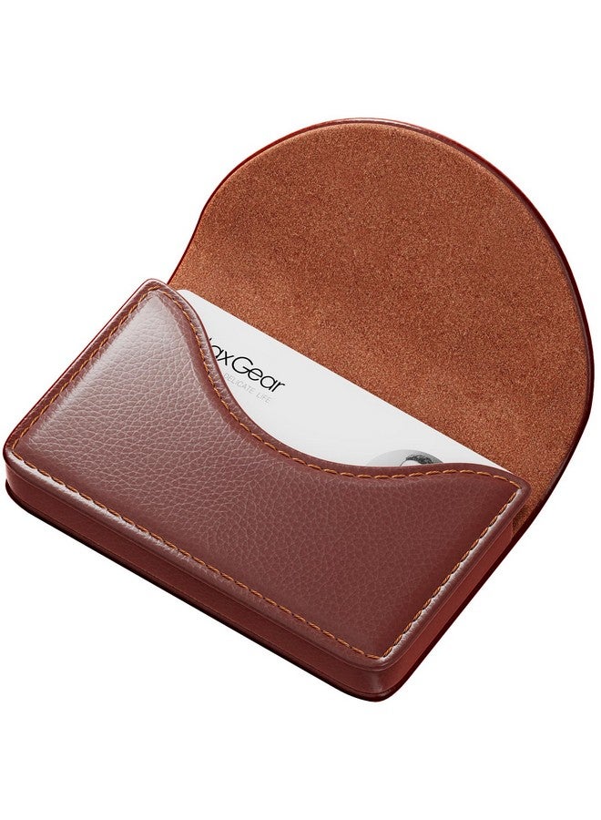 MaxGear Business Card Holder, Pu Leather Business Card Case Pocket Business Card Holders For Men Or Women, Professional Slim Business Card Carrier Name Card Holder Wallet With Magnetic Shut, Coffee  - Image 1