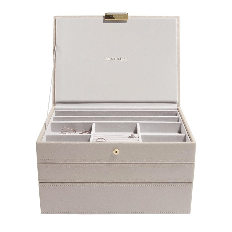 Stackers Taupe Classic Medium Jewellery Box, Set of 3 - Image 1