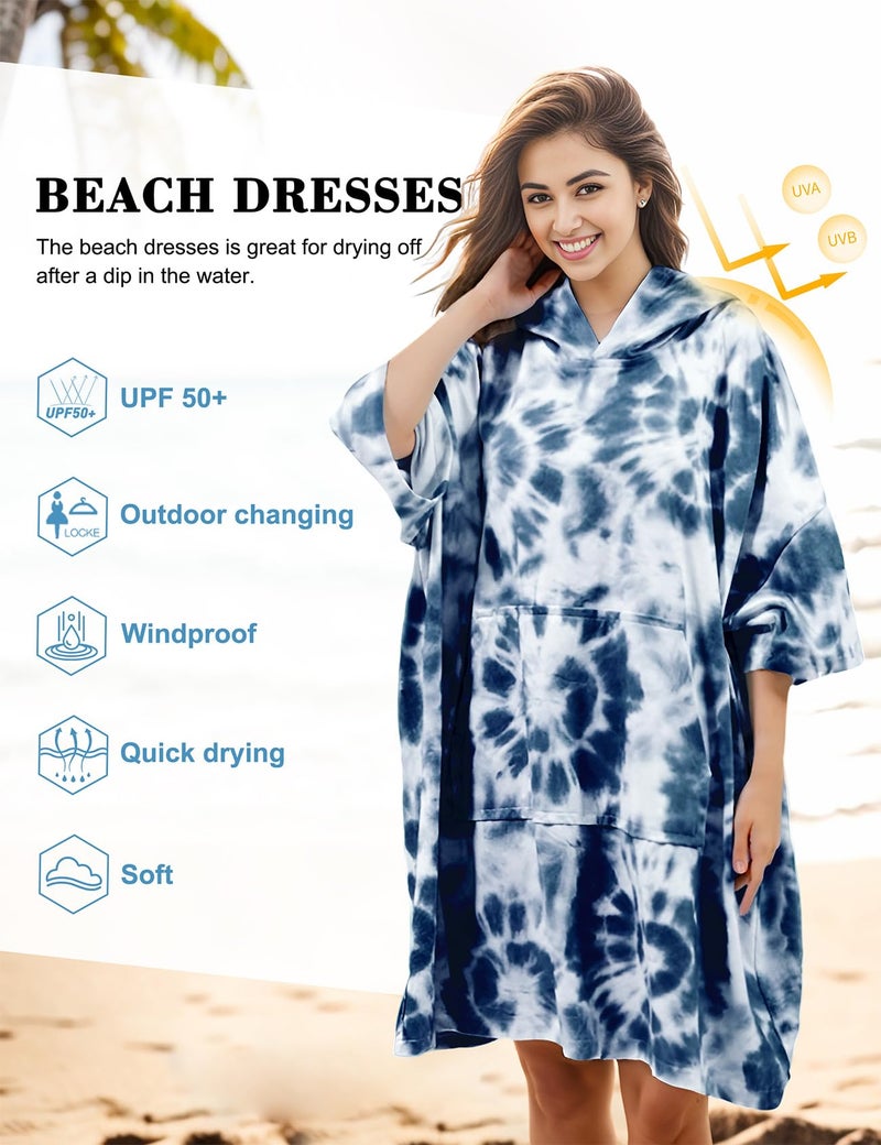 KFUBUO Surf Poncho Changing Towel Swim Robe with Pocket Plus Size Terry Cloth Swim Cover Up for Women Towel Poncho Hoodie - Image 5