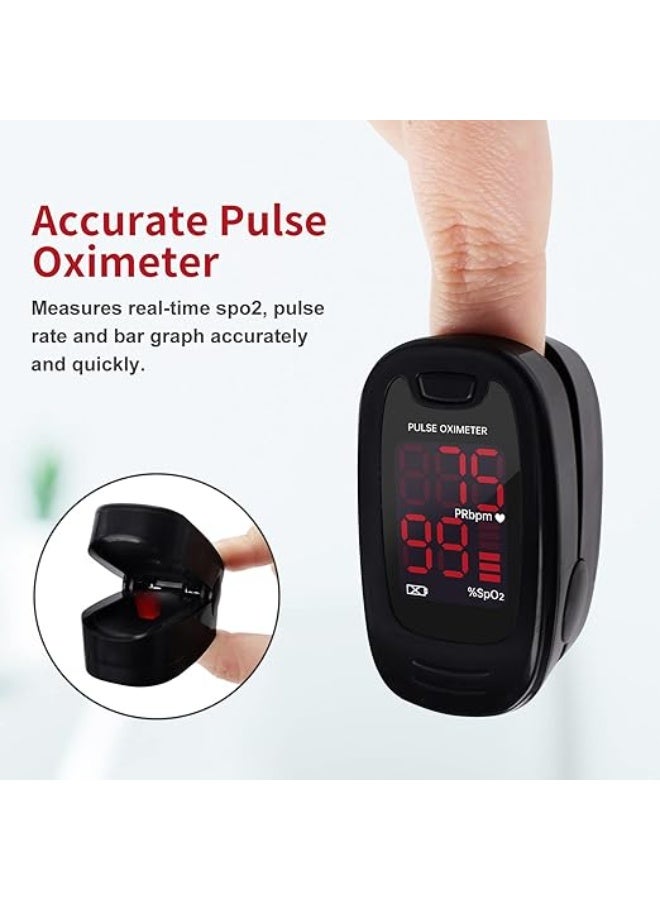 Digital Fingertip Pulse Oximeter – Portable Oxygen Saturation & Heart Rate Monitor – Clear LED Display with Pulse Bar Graph – Includes Neck/Wrist Cord (Black) - Image 5