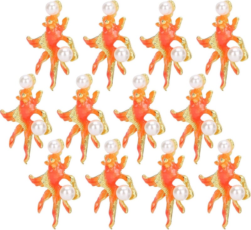 12pcs Faux Pearl Flatback Garment Buttons, Clothing Embellishments for DIY Wedding Dress Hair Clip Bag Decoration, Alloy Base with Glass Glaze Finish for Bridal Evening (Small Pomegranate Flowers) - Image 1