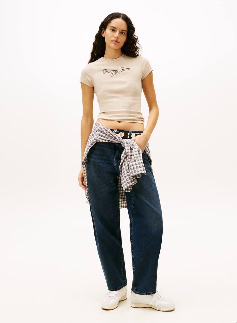 TOMMY JEANS Essential Logo Ribbed T-Shirt - Image 3