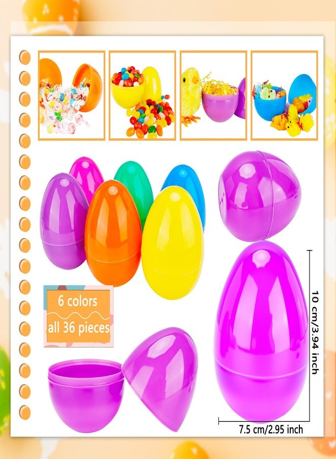 Haconba 36 Pack 4 Inch Easter Eggs Bulk Colorful Fillable Large Plastic Eggs for Easter Basket Fillers Egg Hunt Party Supplies, 6 Colors - Image 2
