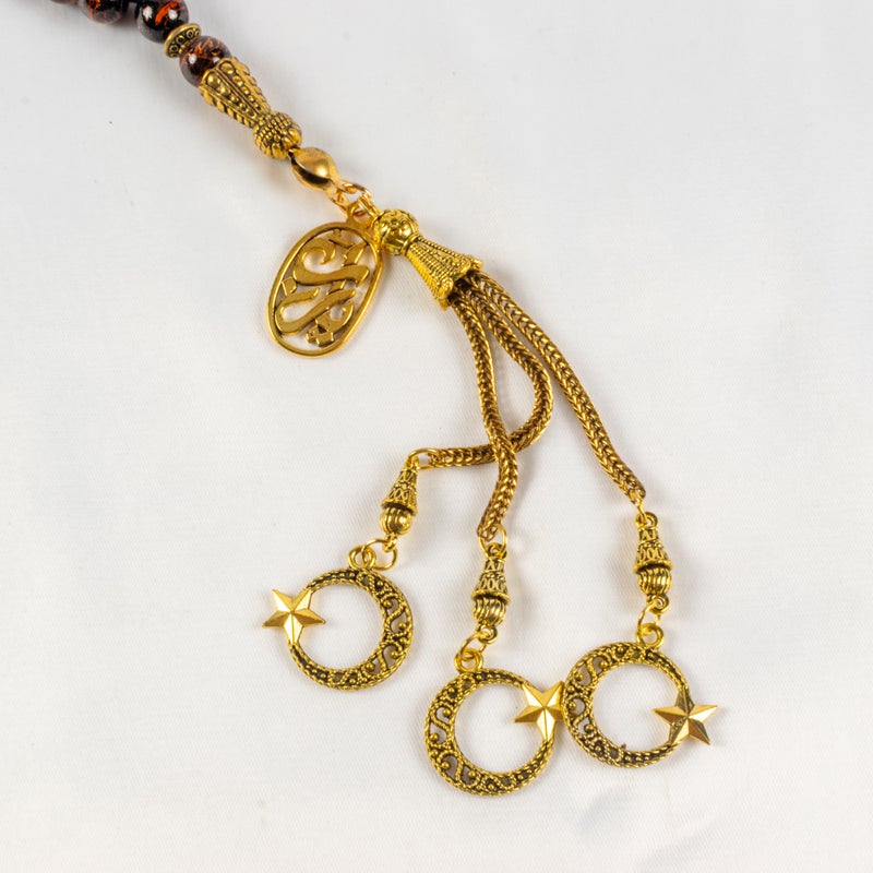 Brown Blue Alabaster Stone Prayer Bead of 33 Beads - Image 4