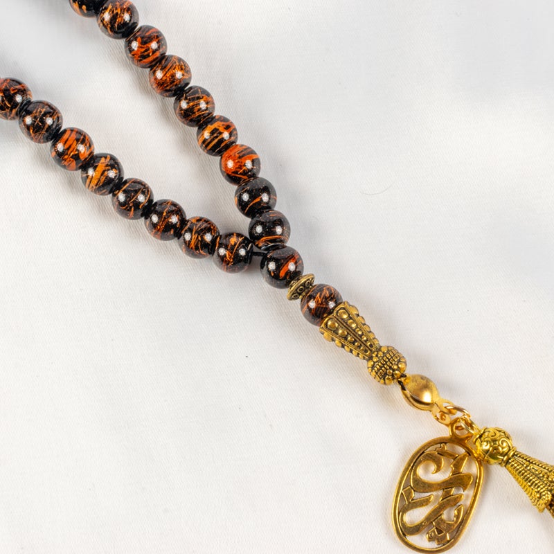 Brown Blue Alabaster Stone Prayer Bead of 33 Beads - Image 3