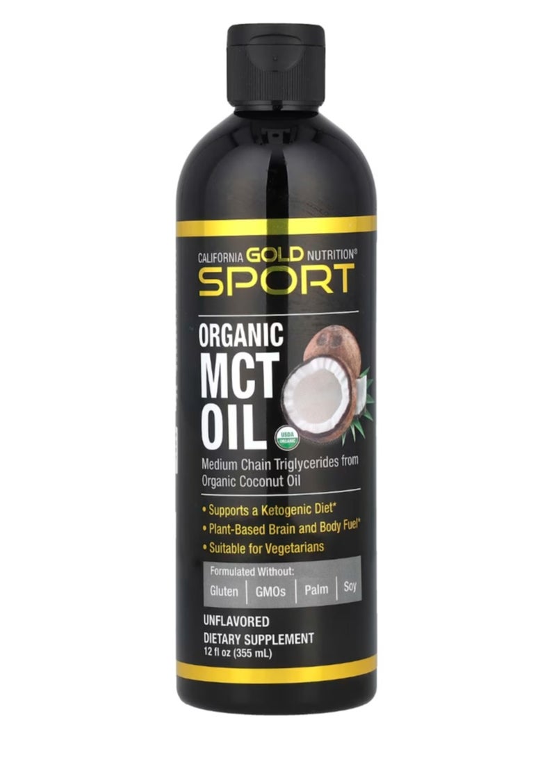 California Gold Nutrition Sport Organic MCT Oil Unflavored 12 fl oz (355 ml)  - Image 1