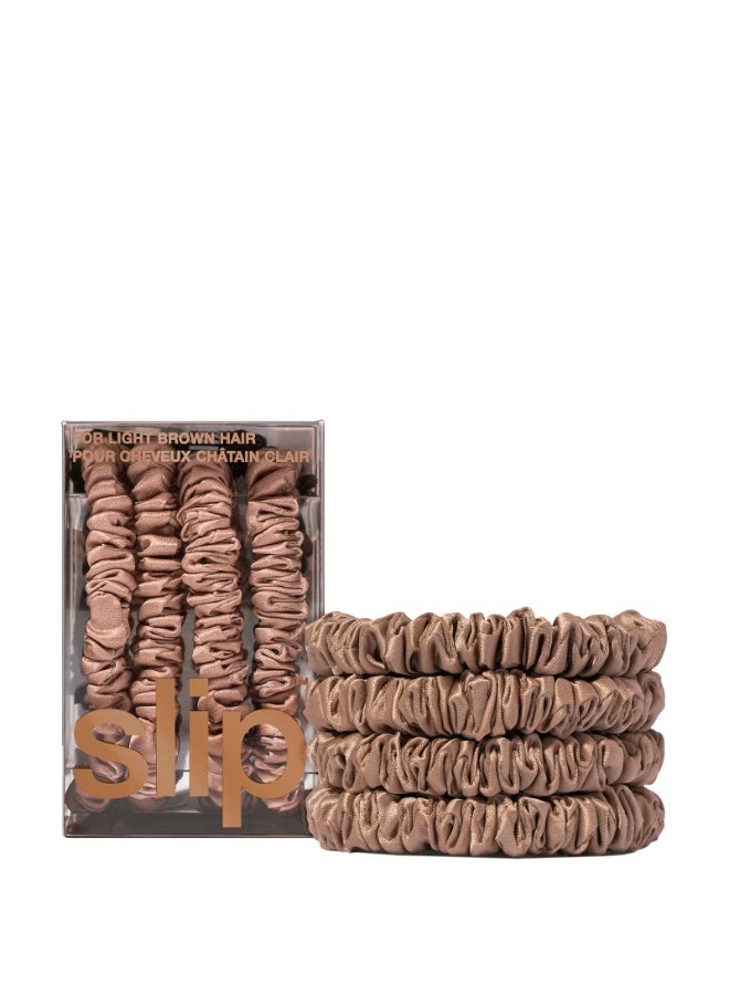 Slip Pure Silk Skinny Scrunchies - Light Brown - Image 1