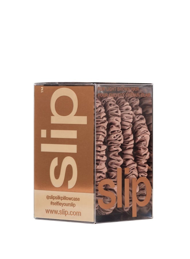 Slip Pure Silk Skinny Scrunchies - Light Brown - Image 3