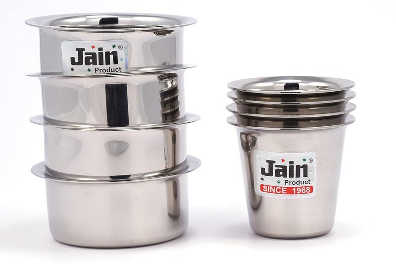 JAIN Filter Coffee Dabra Set with Tumbler - 150 ML (Set of 4) - Silver - Image 2