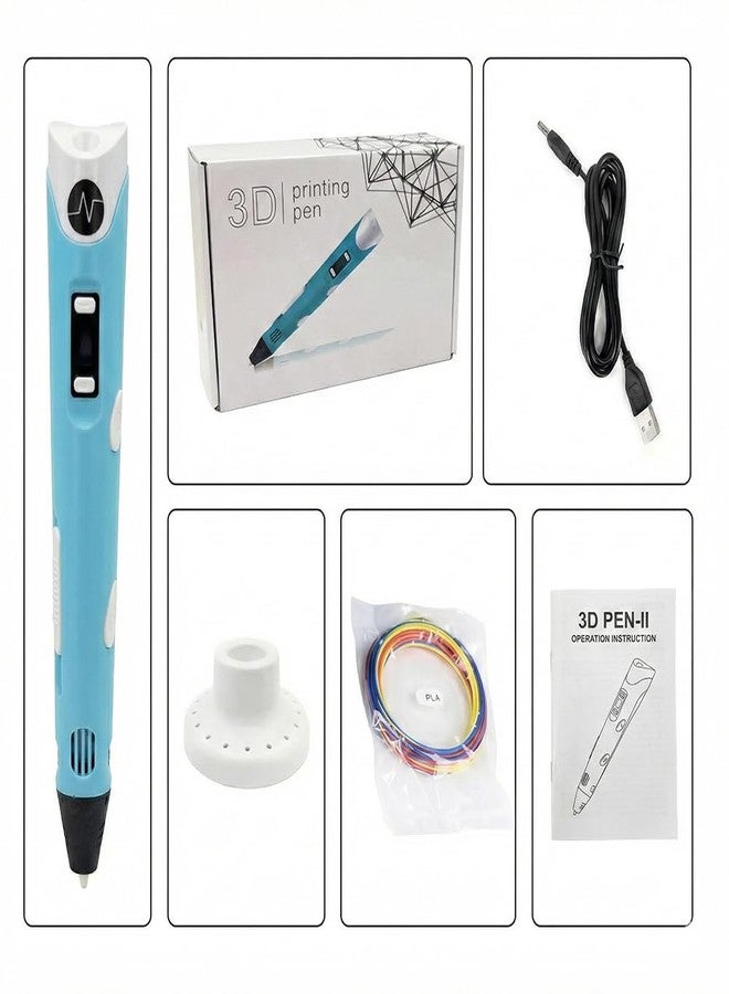 NFIL3D قلم NFIL3D للأطفال والكبار | طقم بداية قلم الطباعة ثلاثية الأبعاد - يتضمن 3 خيوط بطول 5 أمتار لكل منها، وكابل، وحامل، وقوالب، وقلم - للأطفال ومجموعة هدايا لأعياد الميلاد (أزرق) - Image 2