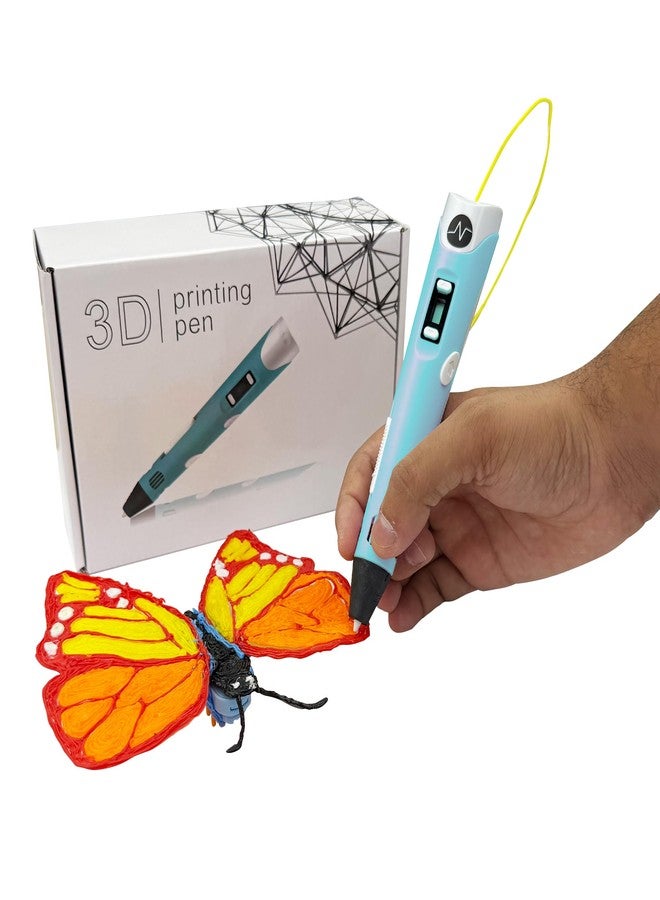 NFIL3D قلم NFIL3D للأطفال والكبار | طقم بداية قلم الطباعة ثلاثية الأبعاد - يتضمن 3 خيوط بطول 5 أمتار لكل منها، وكابل، وحامل، وقوالب، وقلم - للأطفال ومجموعة هدايا لأعياد الميلاد (أزرق) - Image 1