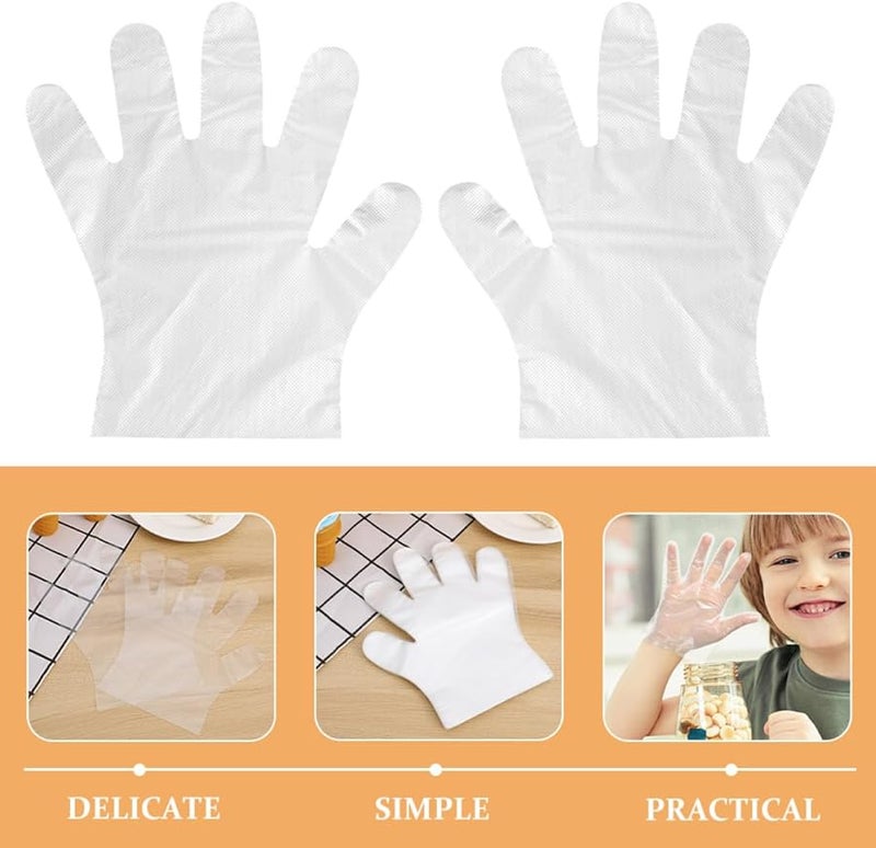 قفازات بلاستيكية من البولي إيثيلين للاستخدام لمرة واحدة 200 قطعة للتنظيف والتعامل مع الطعام والطلاء والاستخدام المنزلي 2 عبوة - Image 4