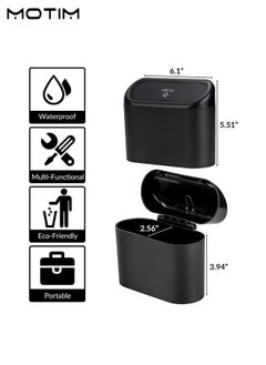 Motim 2 Pcs Car Trash Can Container, Mini Vehicle Trash Bin with Lid And 1 Pcs Car LED Ashtray, Portable Ashtray for Car, Detachable Stainless Steel Smokeless Ash Tray with LED Light  - Image 4
